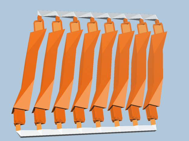 8 Orange Super-Short struts in Orange Processed Versatile Plastic