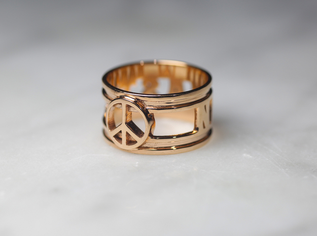 Namaste w/ Peace Sign Charm, 14k Rose Gold Plated in 14k Rose Gold Plated Brass: 6 / 51.5