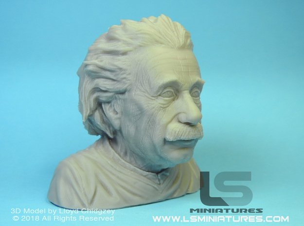 Albert Einstein Bust in White Natural Versatile Plastic: Small