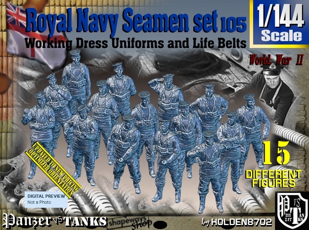 1/144 Royal Navy Seamen Set105 in Tan Fine Detail Plastic