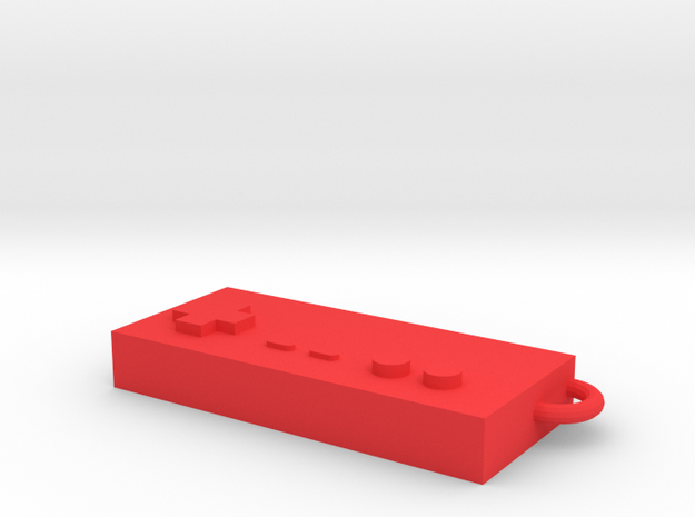 Classic Nintendo controller keychain in Red Processed Versatile Plastic