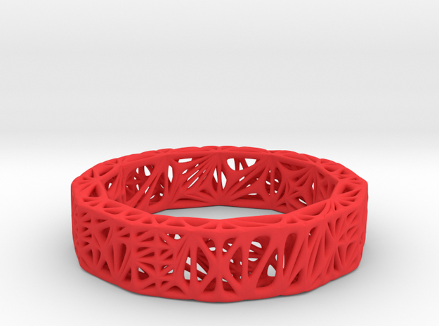Voronoi Bi-Dodecagonal Bracelet in Red Processed Versatile Plastic