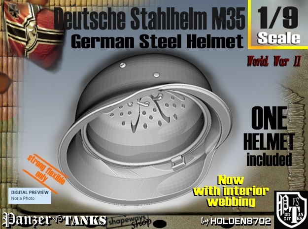 1/9 Deutsche Stahlhelm M35 w interior in White Natural Versatile Plastic