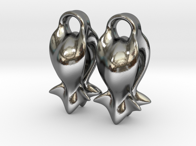 "A fish tail" Earrings in Polished Silver