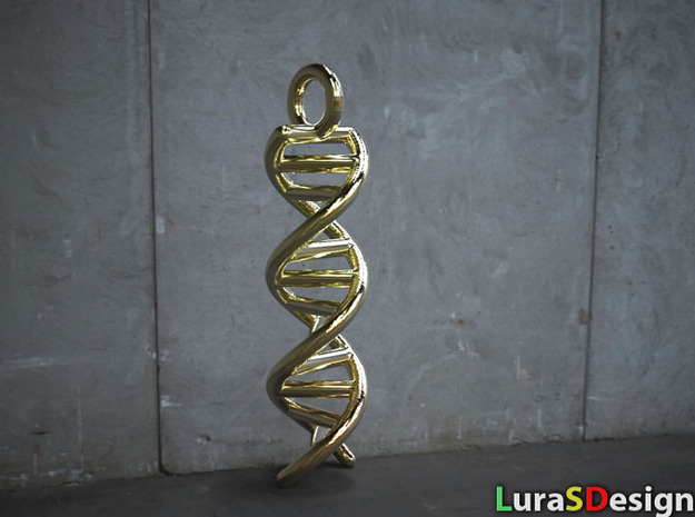 DNA Double Helix Pendant in Polished Bronzed Silver Steel