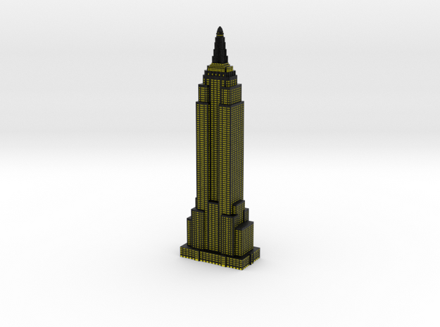 Empire State Building - Black w Yellow windows in Full Color Sandstone