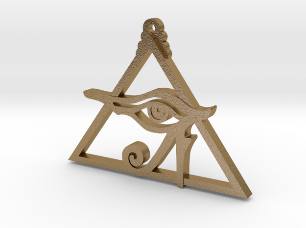 Eye of Ra Pyramid in Polished Gold Steel