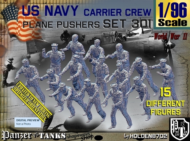 1/96 USN Carrier Deck Pushers Set301 in Tan Fine Detail Plastic