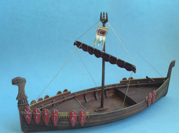 Medieval Russian Warship, with shields and open ca in White Natural Versatile Plastic
