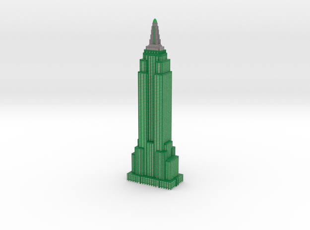 Empire State Building - Dark Green w White Windows in Full Color Sandstone