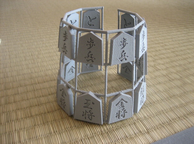 Shogi Bracelet (Japanese Chess Bracelet) in Gray PA12