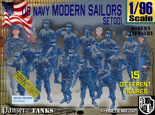 1/96 USN Modern Sailors Set001 in Tan Fine Detail Plastic
