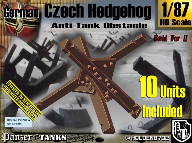 1/87 Anti-Tank Hedgehog set001 in White Natural Versatile Plastic