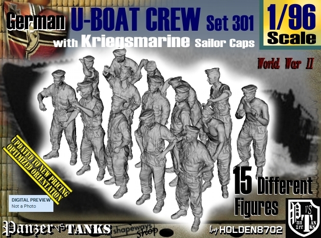 1/96 German U-Boot Crew Set301 in Tan Fine Detail Plastic