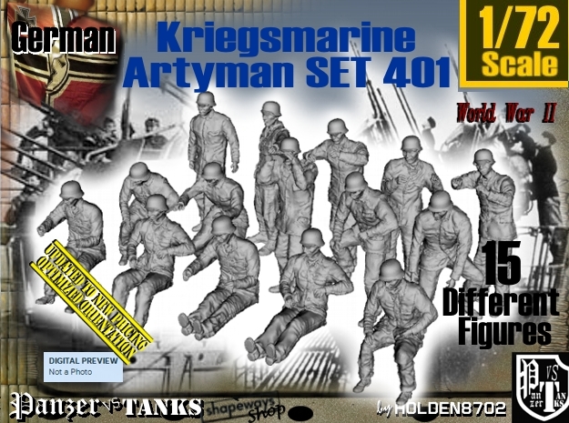 1/72 Kriegsmarine Artyman Set401 in Tan Fine Detail Plastic