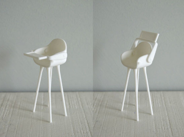 1:12 Highchair complete 1 in White Natural Versatile Plastic