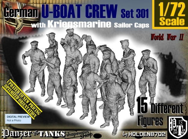 1/72 German U-Boot Crew Set301 in Tan Fine Detail Plastic