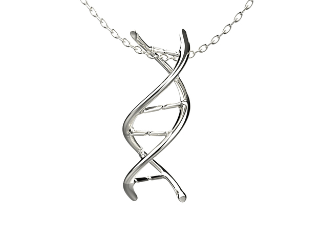 DNA Pendant, 4cm lengh in Polished Silver