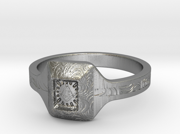 Freemasonry ring in Natural Silver