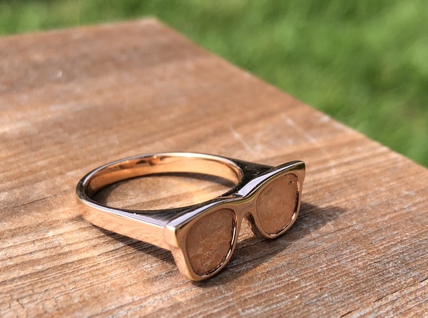 Glasses Ring in 14k Rose Gold Plated Brass: 6.25 / 52.125