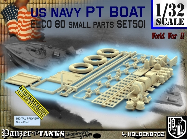 1/32 PT Boat Small Parts Set501 in Tan Fine Detail Plastic