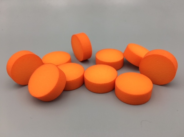 Cylindrical Coin Set - Ratio 1 : e in Orange Processed Versatile Plastic