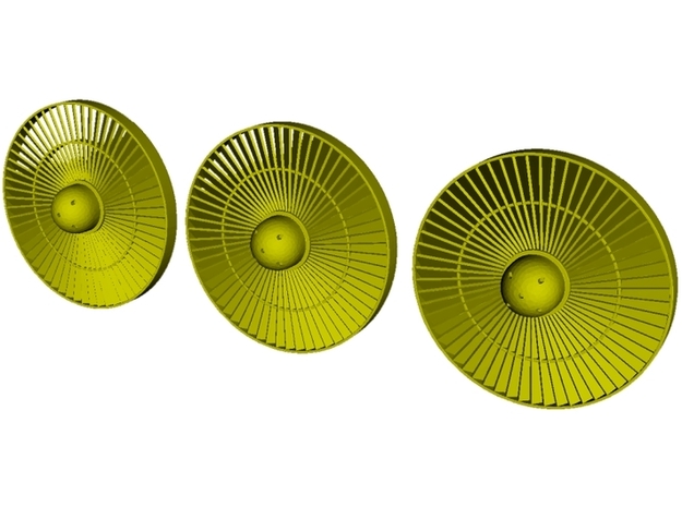Ø19mm jet engine turbine fan A x 3 in Tan Fine Detail Plastic