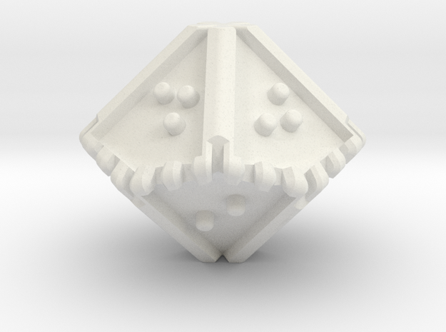 Braille Ten-sided, Blunt-tipped Die d10 in White Natural Versatile Plastic