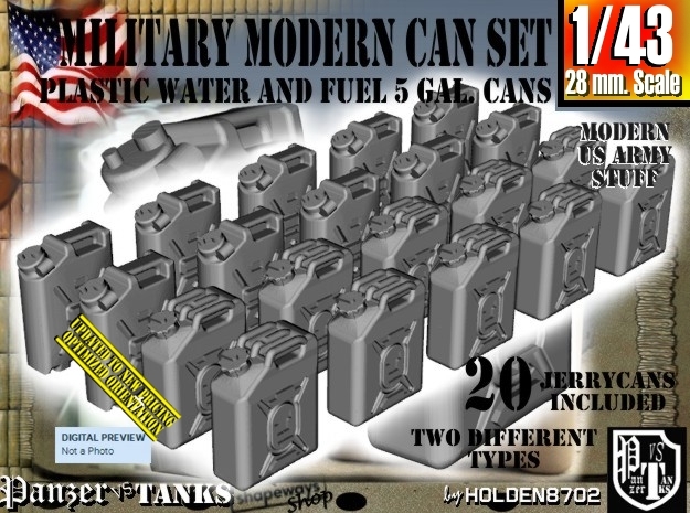 1/43 Military Fuel+Water Can Set401 in Smooth Fine Detail Plastic
