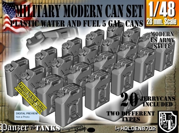 1/48 Military Fuel+Water Can Set401 in Smooth Fine Detail Plastic