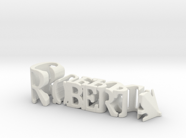 3dWordFlip: Roberta /Guerra in White Natural Versatile Plastic