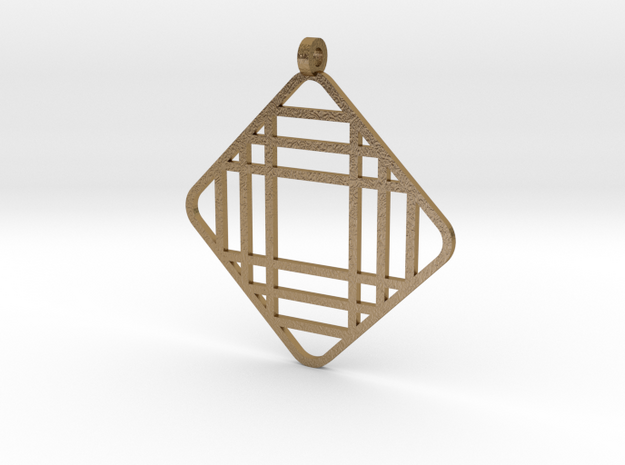 Grid 1 - Pendant in Polished Gold Steel