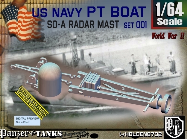 1/64 PT Boat SO-A Radar Mast set001 in Tan Fine Detail Plastic