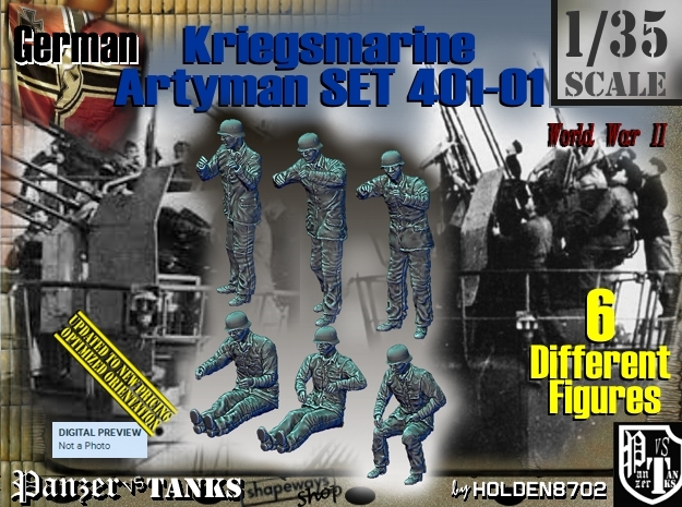1/35 Kriegsmarine Artyman Set401-01 in Tan Fine Detail Plastic