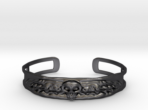 Skull and Wings Bracelet - Small in Polished and Bronzed Black Steel