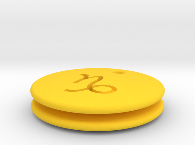 Capricorn Symbol Earring in Yellow Processed Versatile Plastic