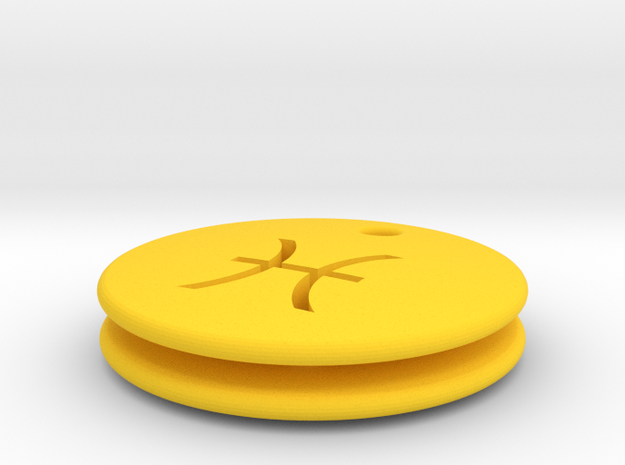 Pisces Symbol Earring in Yellow Processed Versatile Plastic