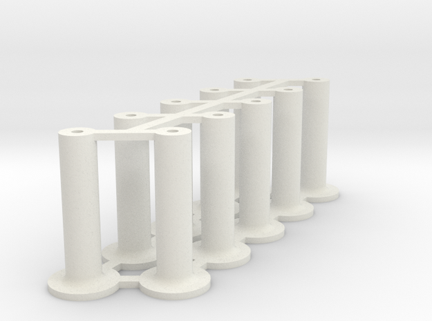 Slot Car universal body mounting posts STRAIGHT in White Natural Versatile Plastic