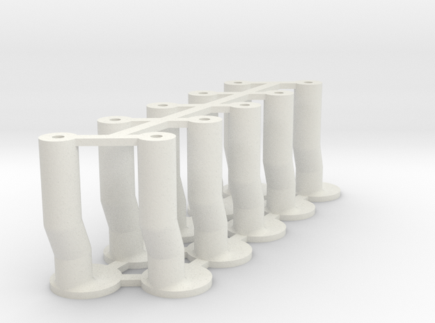 Slot Car universal body mounting posts CRANKED in White Natural Versatile Plastic