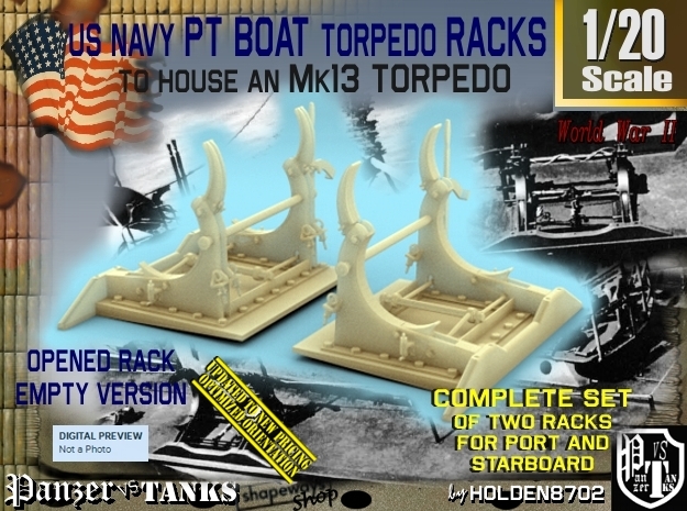 1/20 PT Torpedo Rack TypB Empty in Tan Fine Detail Plastic