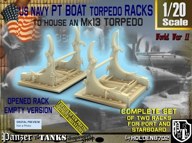 1/20 PT Torpedo Rack TypE Empty in Tan Fine Detail Plastic