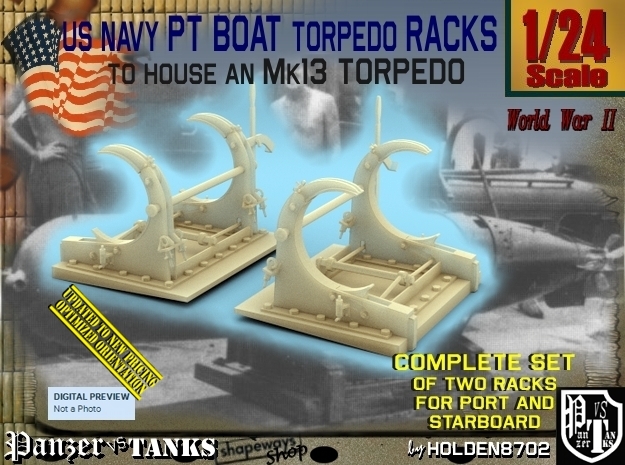 1/24 PT Torpedo Rack TypE in Tan Fine Detail Plastic