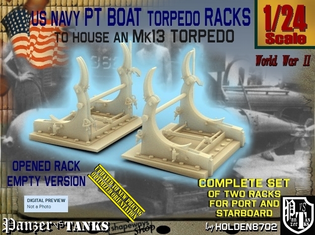 1/24 PT Torpedo Rack TypE Empty in Tan Fine Detail Plastic