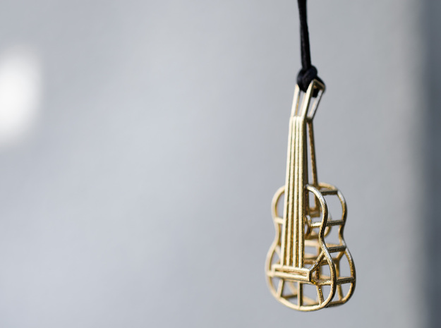 Guitar pendant in Natural Brass