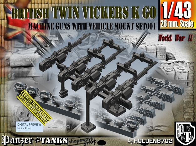 1/43 Vickers K GO Set001 in Tan Fine Detail Plastic