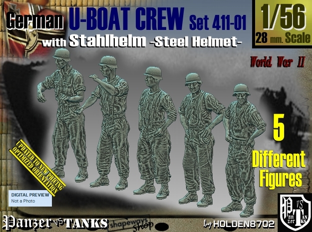 1/56 German U-Boot Crew Set411-01 in Tan Fine Detail Plastic