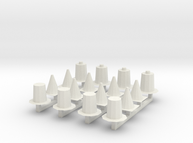 Assorted raffic cones sprue in White Natural Versatile Plastic