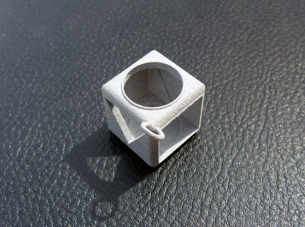 Shape Sorter Box Cube Pendant Keyring in White Natural Versatile Plastic