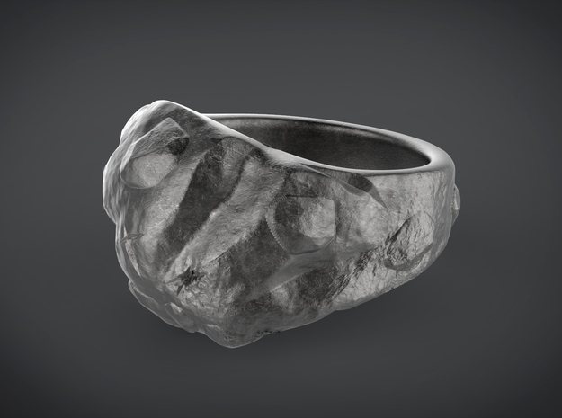 Rock ring in Polished Bronzed Silver Steel: 5 / 49
