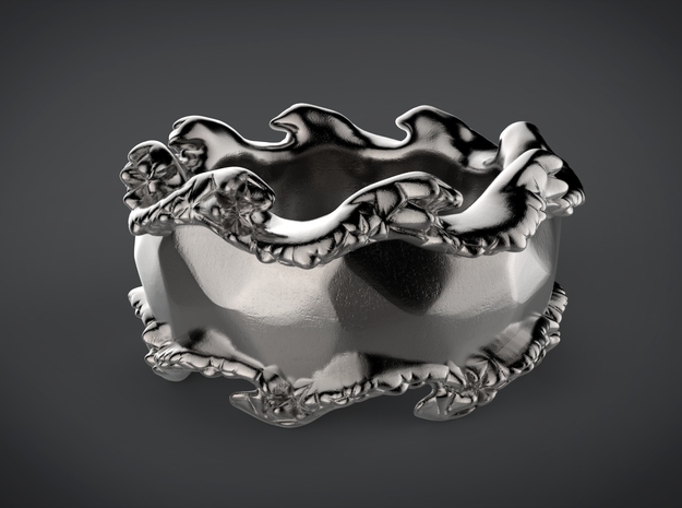 Tsunami ring in Polished and Bronzed Black Steel: 12 / 66.5